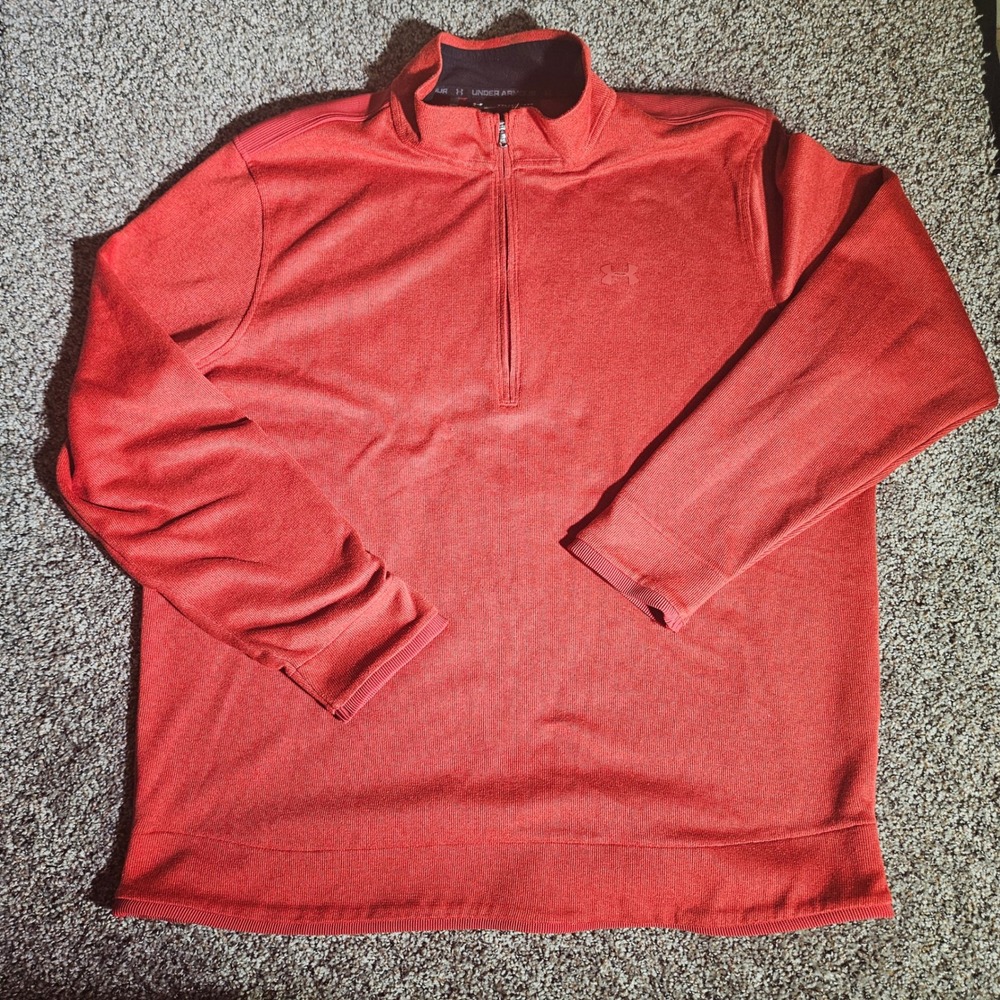 Under Armour Mens XXL ColdGear Red 1/4 Zip Pullover Loose Fit Sweater 7YLY8W2M00
